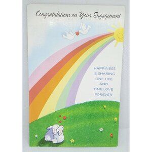Galaxy Congratulations On Your Engagement Galaxy Rainbow Rabbit Greeting Card